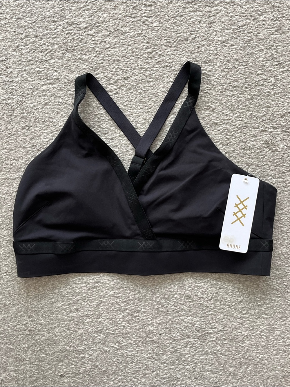 NWT RHONE Branded Hi-Form Black Crisscross Light-Support Sports Bra Size XXL